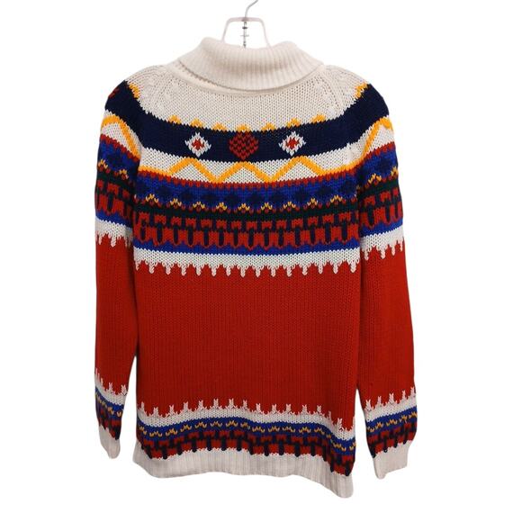 Vintage Handmade Knit Fair Isle Nordic Sweater Sz S/M Boho Granny Ski Lodge Art - Picture 1 of 16